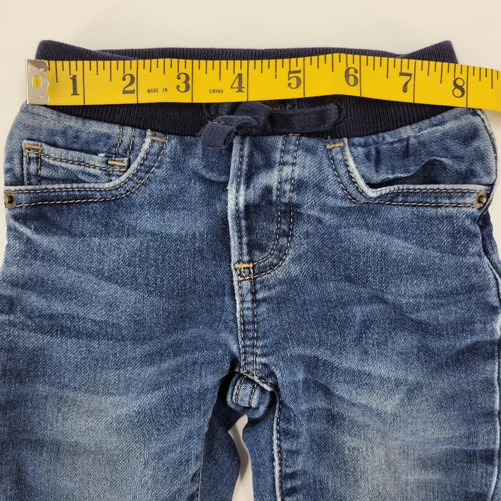 Gap Denim Jeans My 1st Easy Slim Stretch Elastic Waistband Distressed Sz 6-12mo
